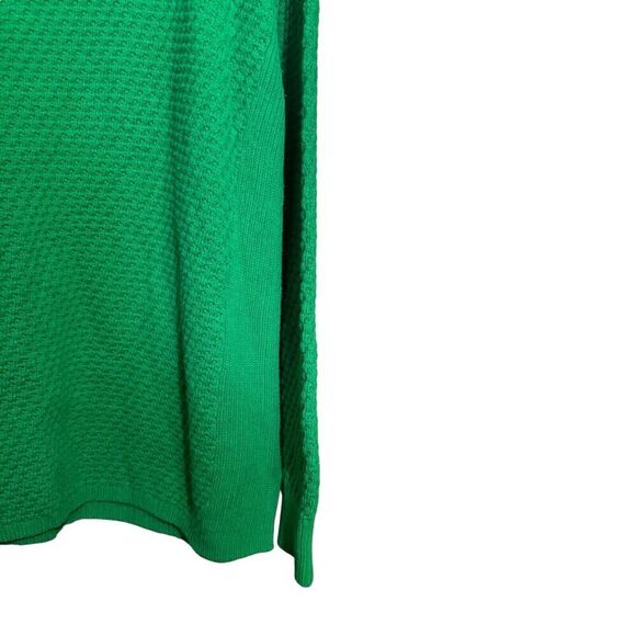 Lands' End Sweater Womens 2X 20W 22W Green Waffle Knit Pullover Sweatshirt - Picture 4 of 8